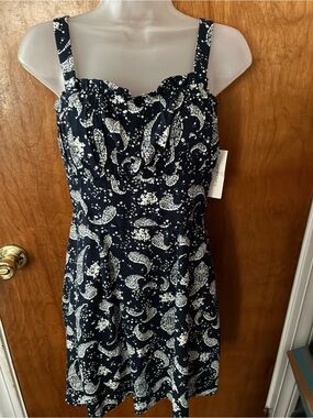 Francesca's Collections Navy and White Paisley Mini Sundress